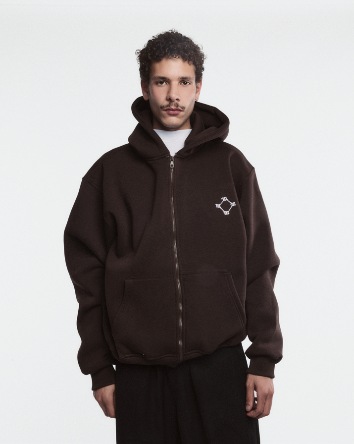 BROWN LOGO ZIPPER