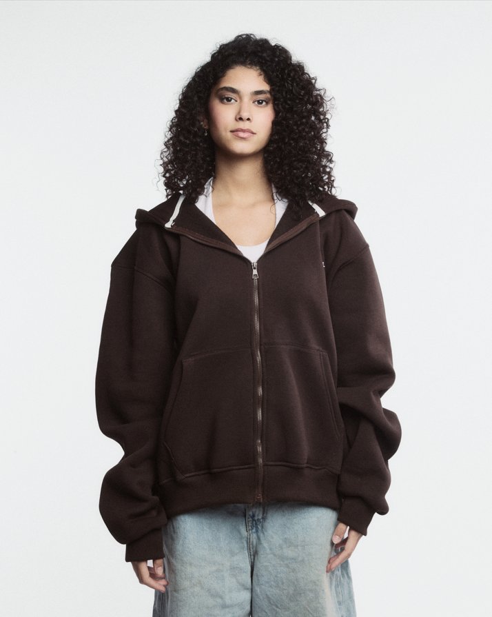 BROWN LOGO ZIPPER