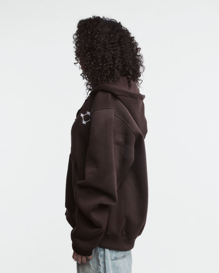 BROWN LOGO ZIPPER