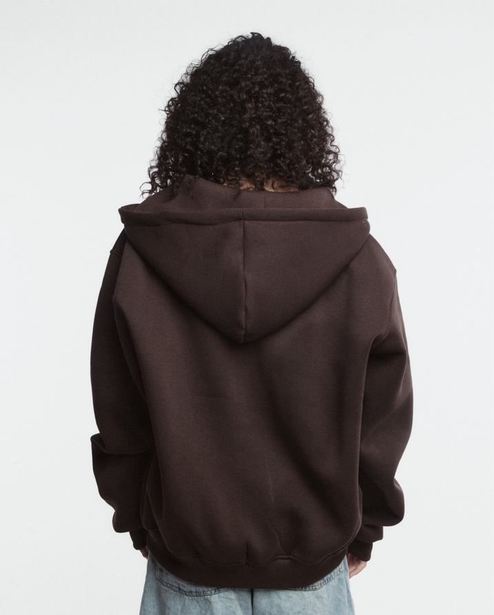 BROWN LOGO ZIPPER